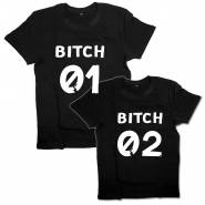 Парные футболки "BITCH 01 & BITCH 02"